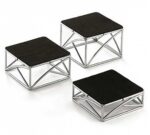Tablecraft Set 3 Pedestales Cuadrados Hierro Cromado