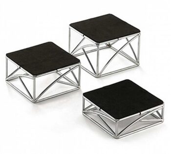 Tablecraft Set 3 Pedestales Cuadrados Hierro Cromado