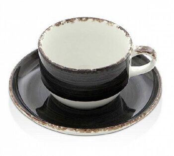 Güral Porselen Eo Antracita Taza y Platillo