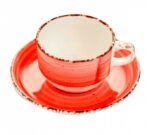 Güral Porselen Eo Taza y Platillo Rojo