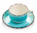 Güral Porselen Eo Azul Turquesa Taza y Platillo
