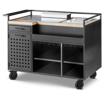 Pujadas Carro Cocktail con Encimera de Madera y Área de Trabajo